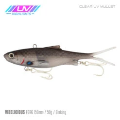 Samaki Vibelicious 150mm 20 Samaki Vibelicious 150mm -Fishing Equip Store Samaki Vibelicious Clear UV Mullet
